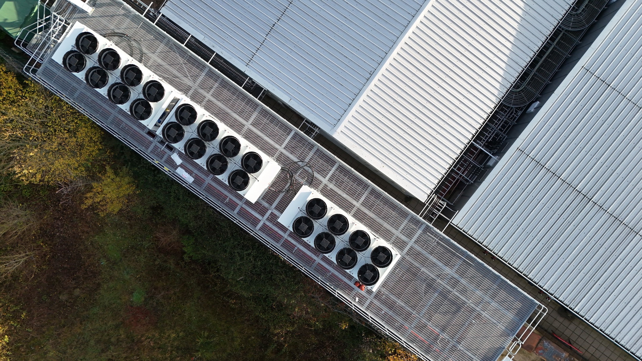 cooling and ventilation systems on a data storage center warehouse building