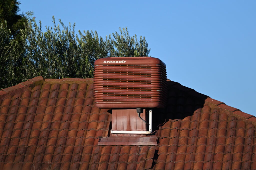 evaporative cooling orange tiles brown hvac